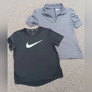 Nike Like New! Black Running Tee and Nike Striped Zip Golf Pullover